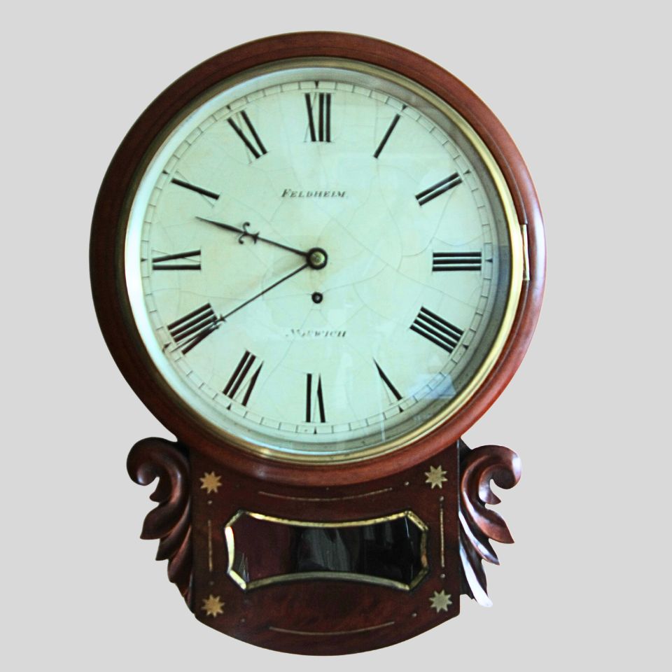 "Antique 8 day fusee drop dial clock"